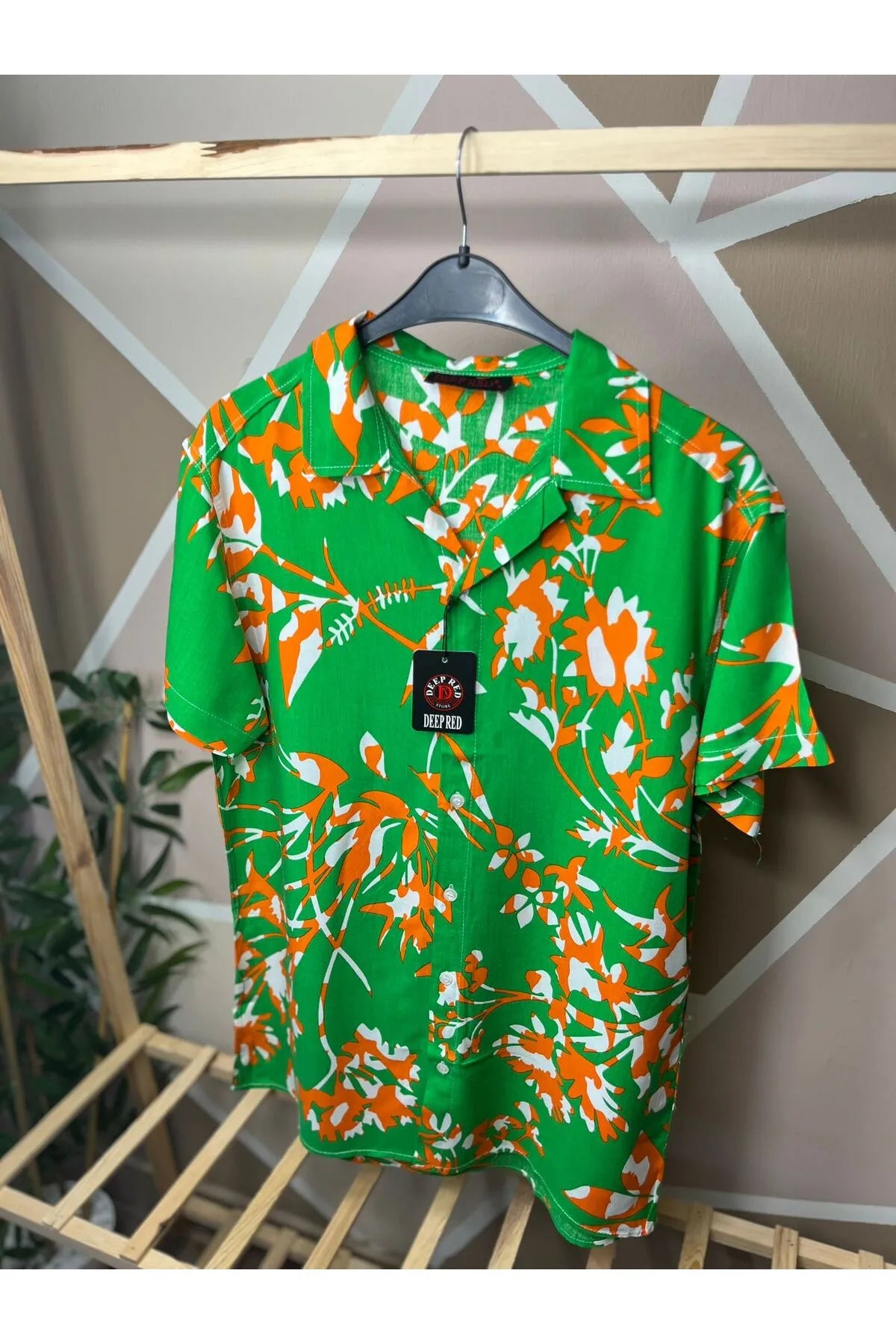 Erkek Apaş Yaka Desenli Viskonlu Gömlek