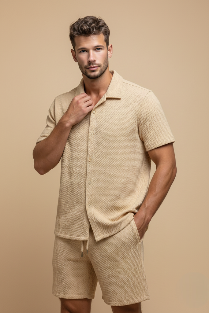 Erkek Petekli Gömlek ve Şort Takım