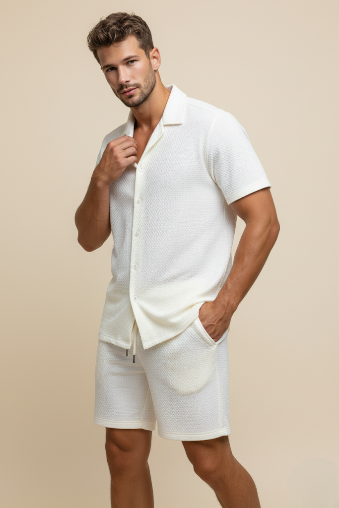 Erkek Petekli Gömlek ve Şort Takım