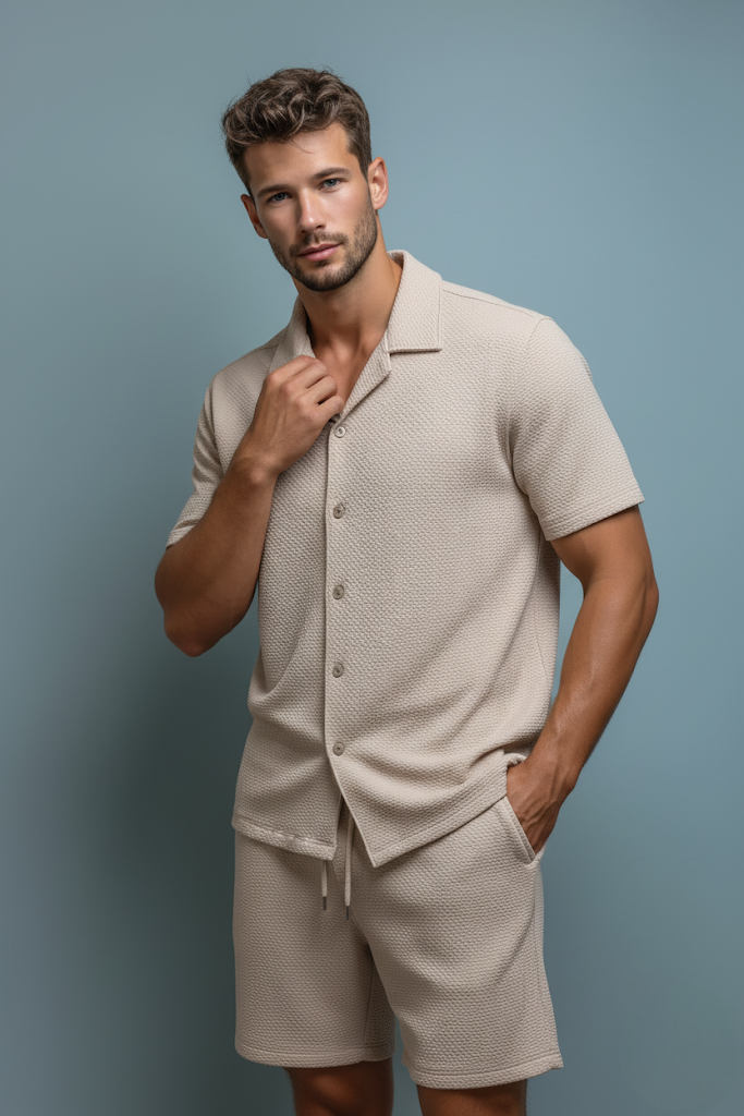 Erkek Petekli Gömlek ve Şort Takım