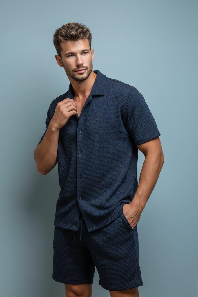 Erkek Petekli Gömlek ve Şort Takım