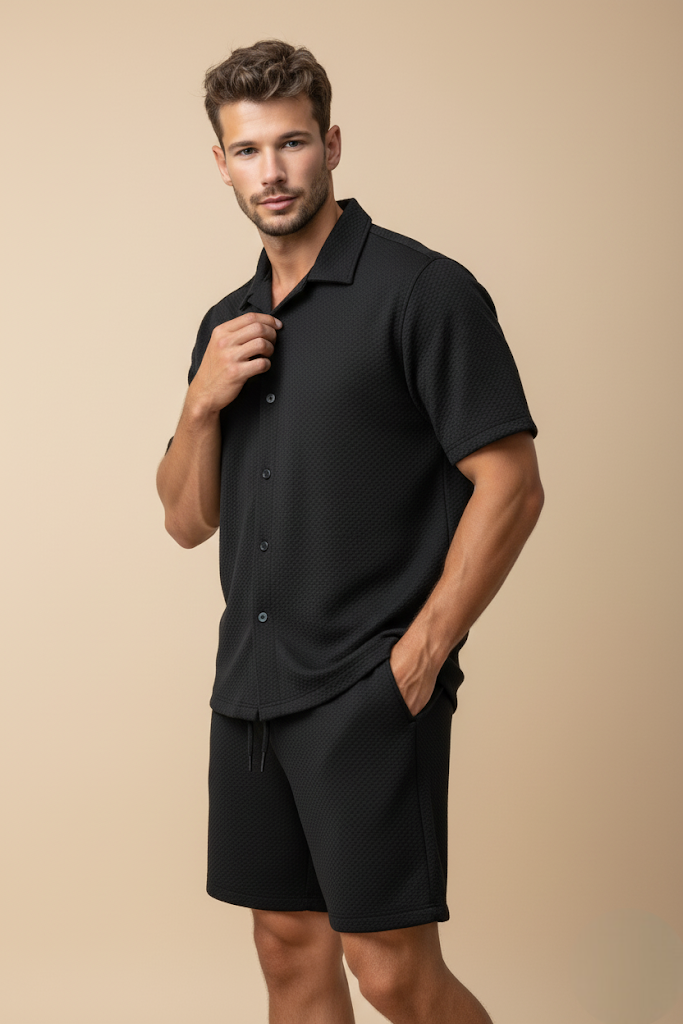 Erkek Petekli Gömlek ve Şort Takım