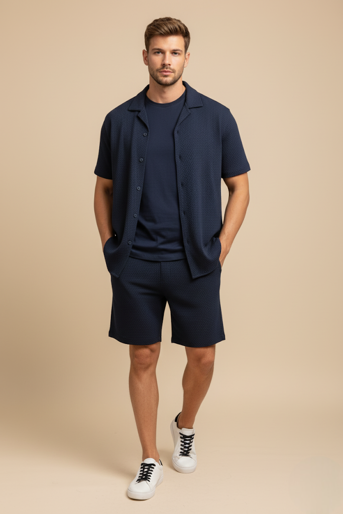 Erkek Petekli Gömlek ve Şort Takım