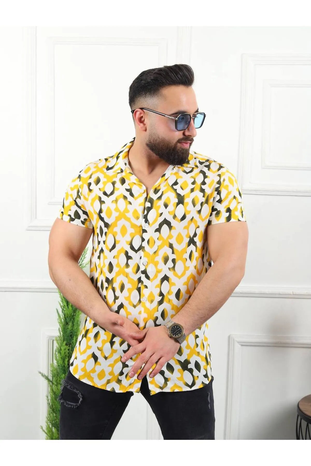 Erkek Desenli Viskon Gömlek