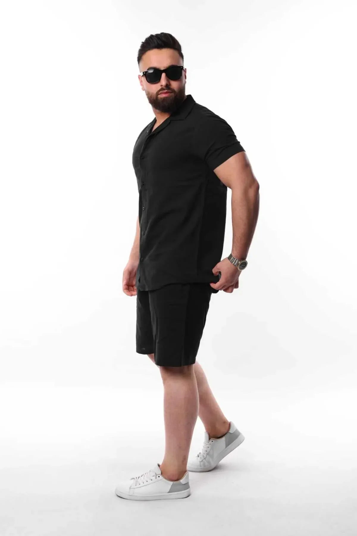 Erkek Kısa Kollu Gömlek ve Boru Paça Şort Alt Üst Takım